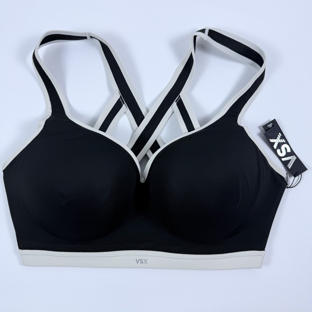 Victoria's Secret VSX Incredible Plunge Racerback Sports Bra Black 34DDD NWT